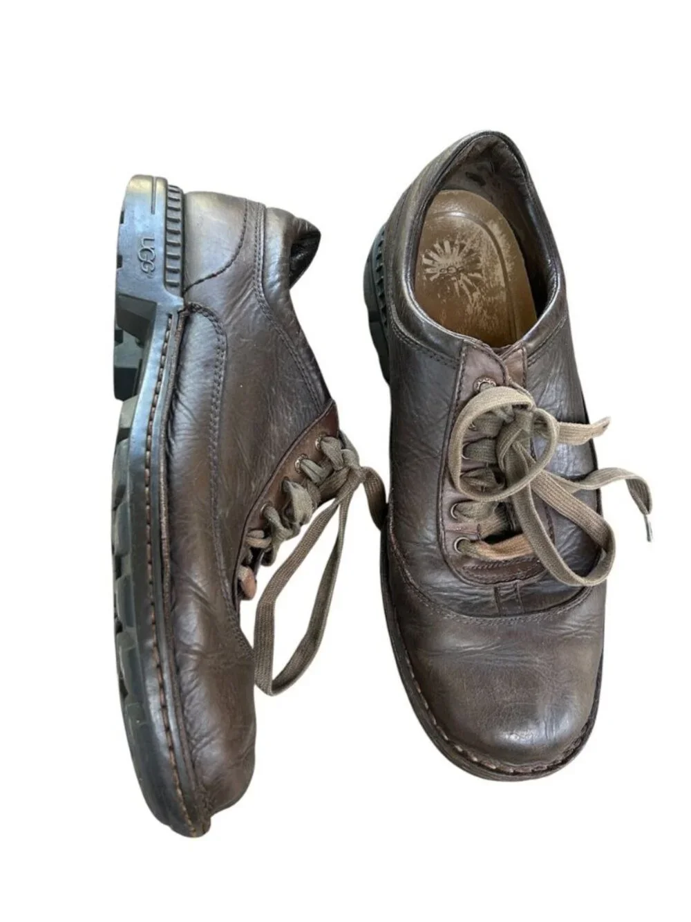 Ugg Brand Men's Brown Nubuck Leather Lace Up Casual Shoes Size 12